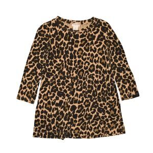 CREWCUTS $50 Long‎ sleeve Leopard Print Shift Dress Camel Multi Girl's 3